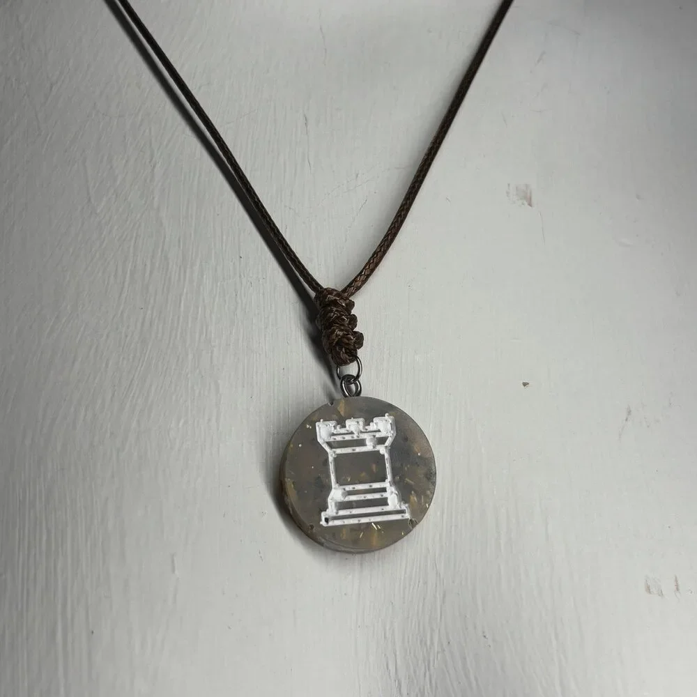 Royal Brown Rook - Handmade Resin Chess Necklace - Picture 4 of 6